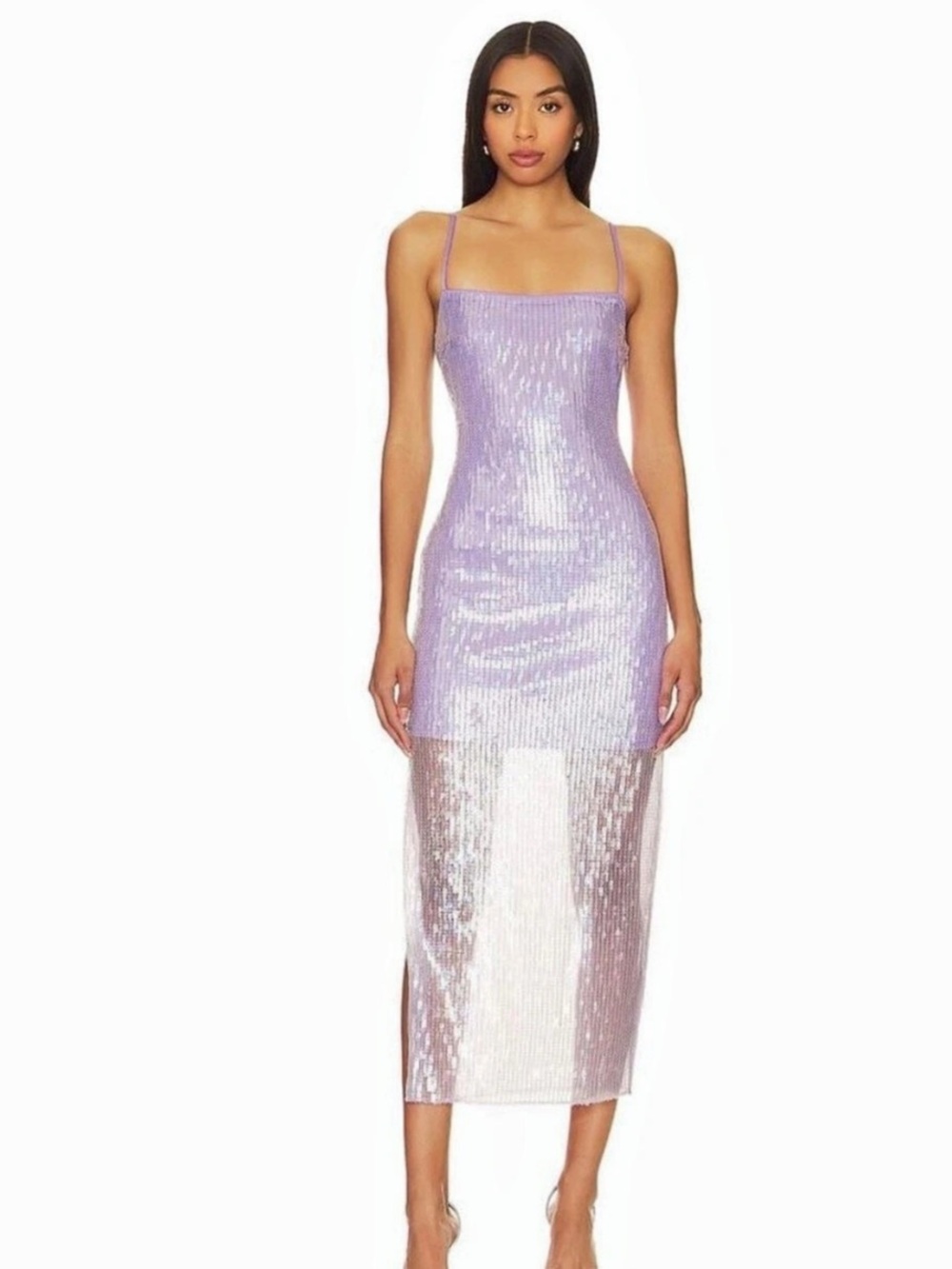 ASTR the Label Sequin Midi Dress in Purple Size Large Like New